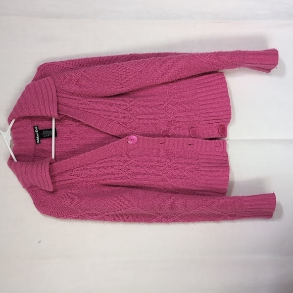 Rubber Doll Sweaters - Rubber Doll Hot Pink Wool Blend Buttoned Cardigan Size Small